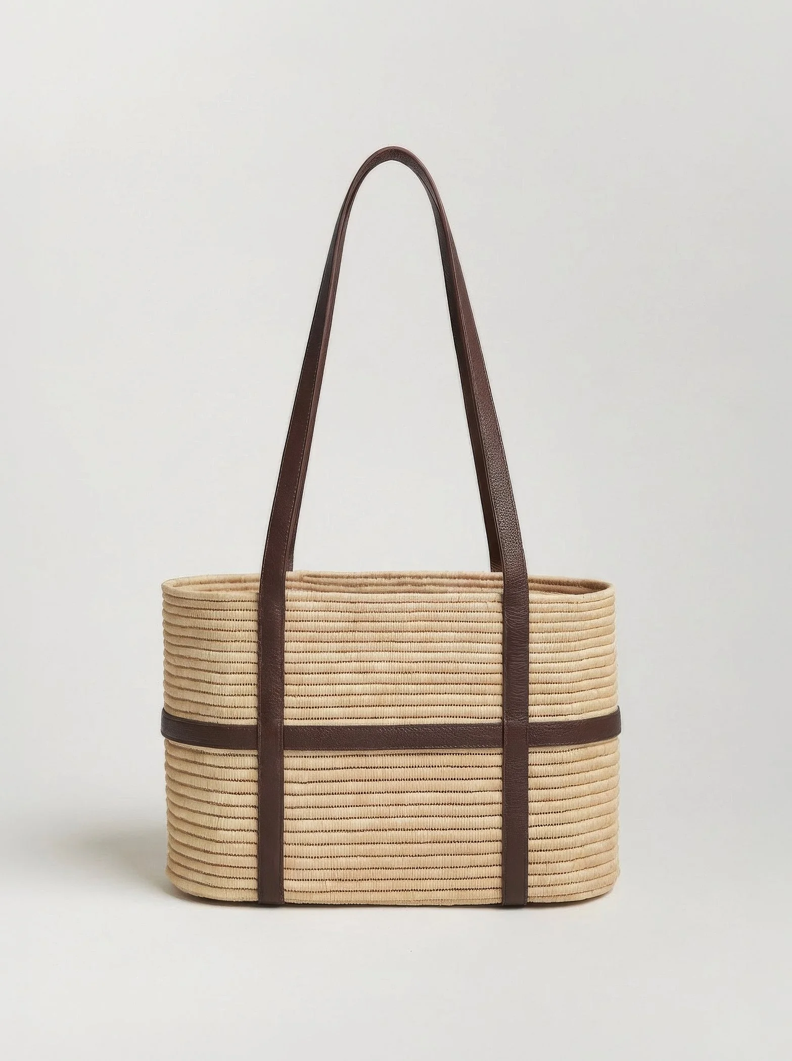 The Day Bask — Luxury Structured Raffia Basket Bag | $295 | Bask